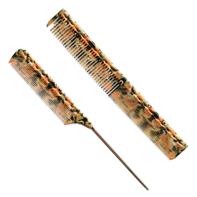 JOCXZI Hairdressing Combs - Kit Haarkamm - 2Pcs Professioneller Friseur Kamm, Barbier Haarstyling Salon Kamm Hitzebeständiger Antistatischer Kamm Nadelstielkamm Carbon Kamm（Kunst-Graffiti)