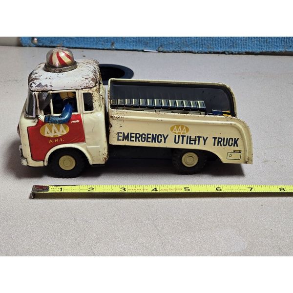 Vintage 1950's JEEP Tin Friction AAA EMERGENCY UTILITY TRUCK  * RARE! TN * JAPAN