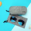 Vemiss Hard Shell Eyeglasses Case Linen Fabrics Large Sunglasses Case Concise (Large, Gray+Gray)