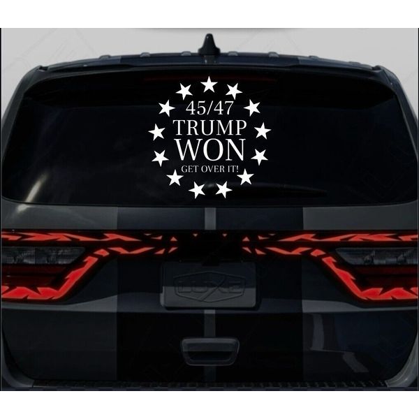 45 / 47 Trump won, Get over it decal, Vinyl window decal. 11" .