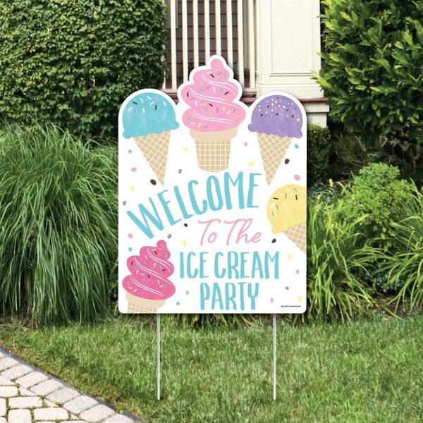 Big Dot of Happiness Scoop Up the Fun - Ice Cream - Party Decorations - Sprinkles Party Welcome Yard Sign