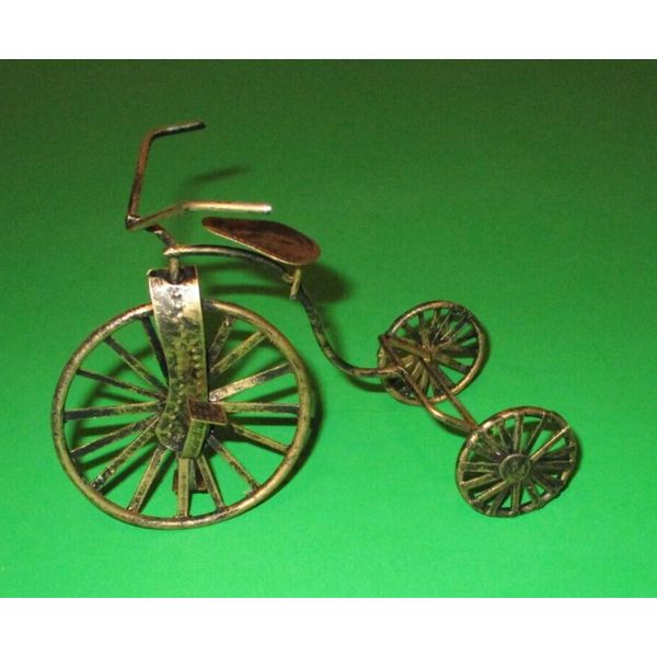 Decorative Copper Tricycle Three Wheel Bike Home Decor 5 x 4 Inch Art Deco Trike