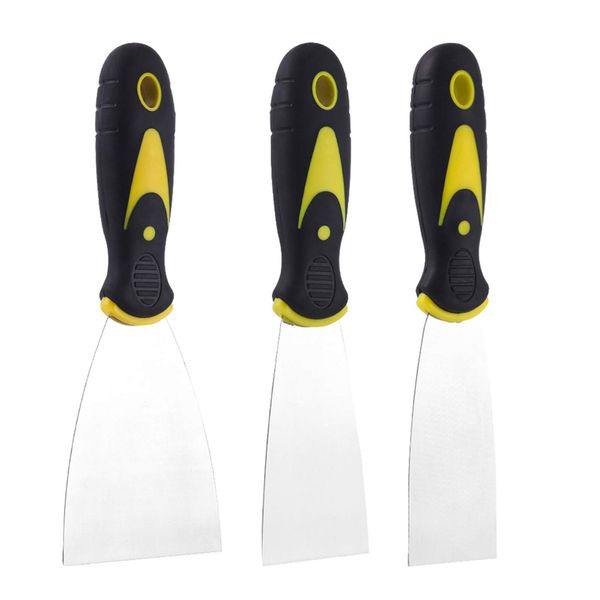 Miuse 3 Pack Wallpaper Scraper Tool Set with Plastic Handle and Metal Blade Scraper, DIY Decorating Paint Removal Scraper Tool Set