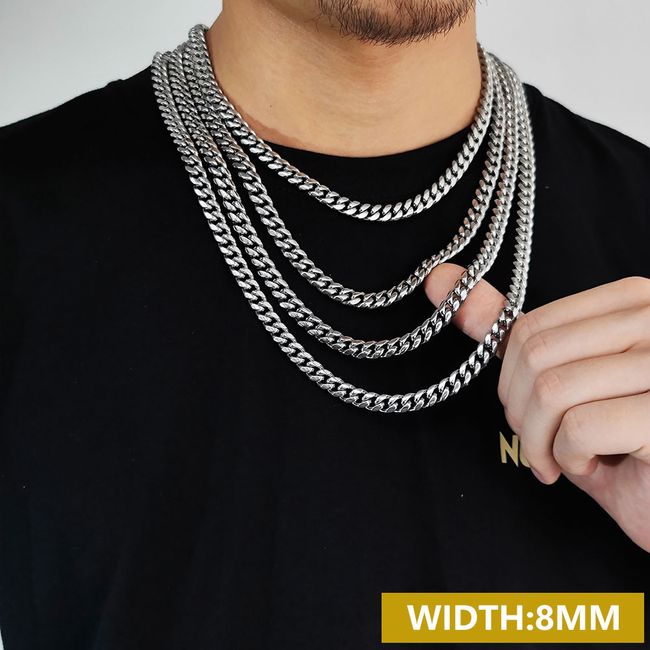 Gold tone stainless steel link chain necklace for men