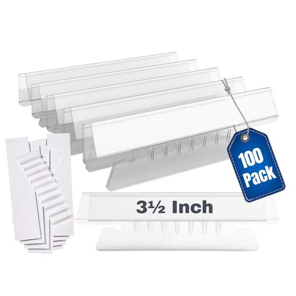 1InTheOffice Clear Hanging Folder Tabs and Inserts, Plastic Clear Tabs and Inserts, File Folder Tabs, 3-1/2" x 5/8", 100/Pack