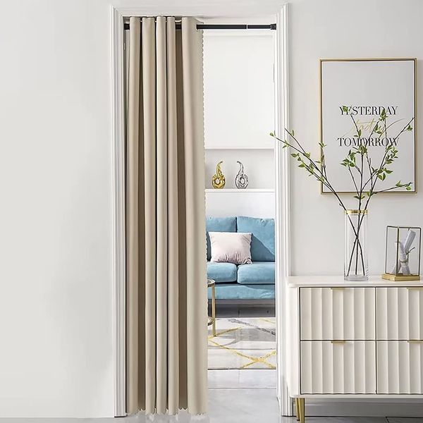 Room Divider Curtain Thermal Insulated Cold Protection 230cm Length Blackout Noren Fashionable Long Noren Accordion Curtain Door Curtain Grommet Specifications Tension Rod Curtain Thermal Soundproof