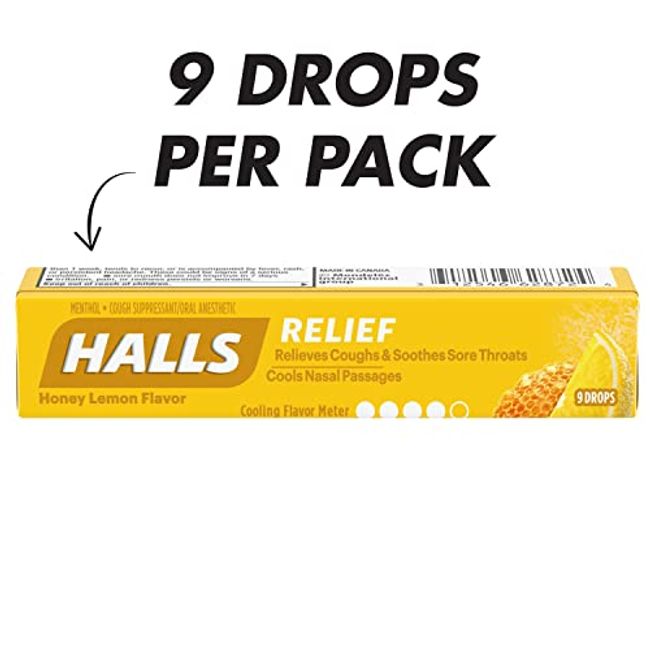 HALLS Relief Honey Lemon Sugar Free Cough Drops, Value Pack, 180 Drops