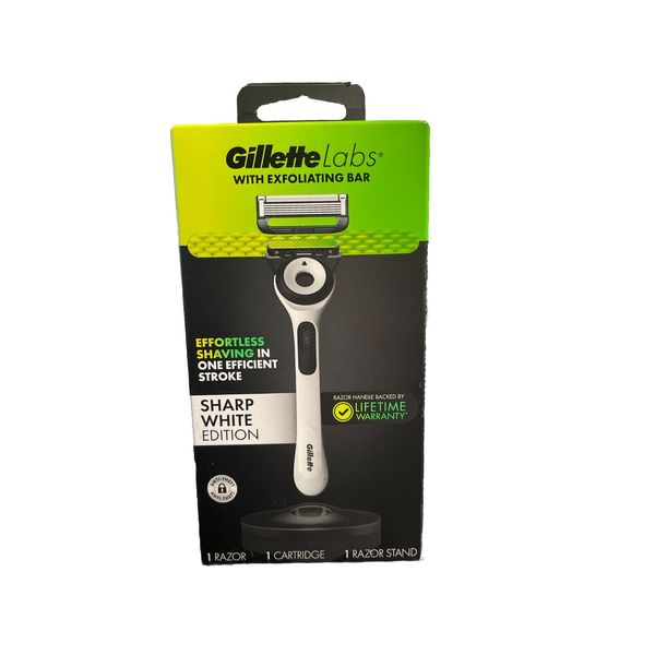GILLETT Labs Sharp White Edition Razor with Exfoliating Bar NEW
