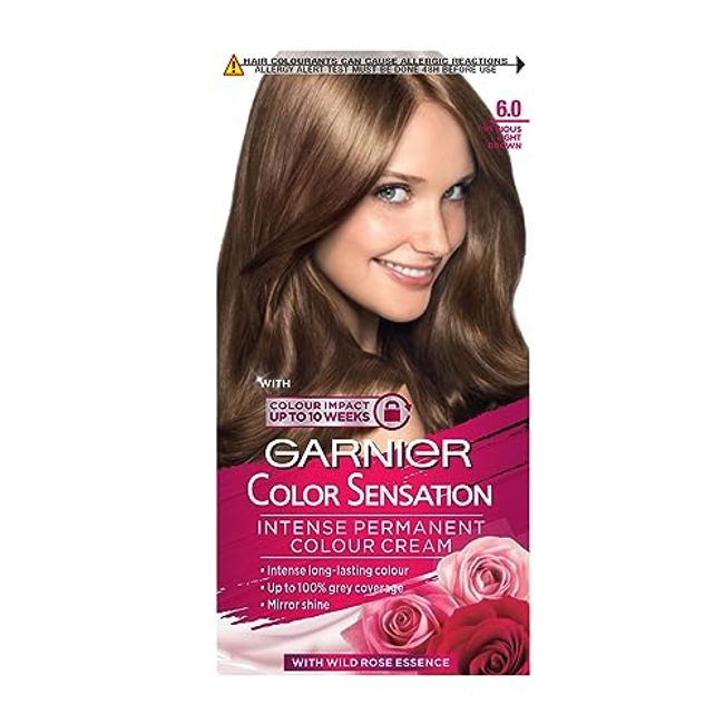 Garnier Color Sensation Brown Hair Dye Permanent 6.0 Precious Light Brown (Packaging may vary)