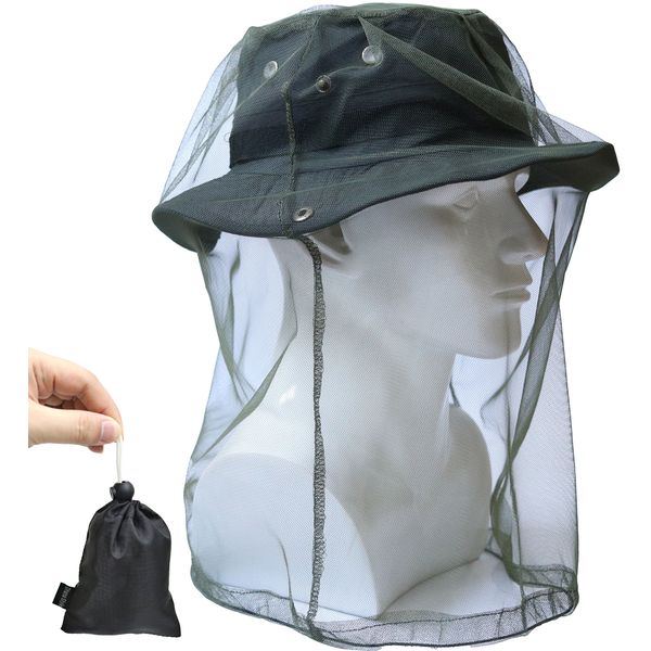 Dhana Style Mosquito Repellent, Insect Repellent, Head Net, Insect Repellent, Mesh Cover, Mosquito Guard, Insect Shield, Mobile Phone, Mosquito Net, Face Guard, Storage Pouch Included (GREEN)