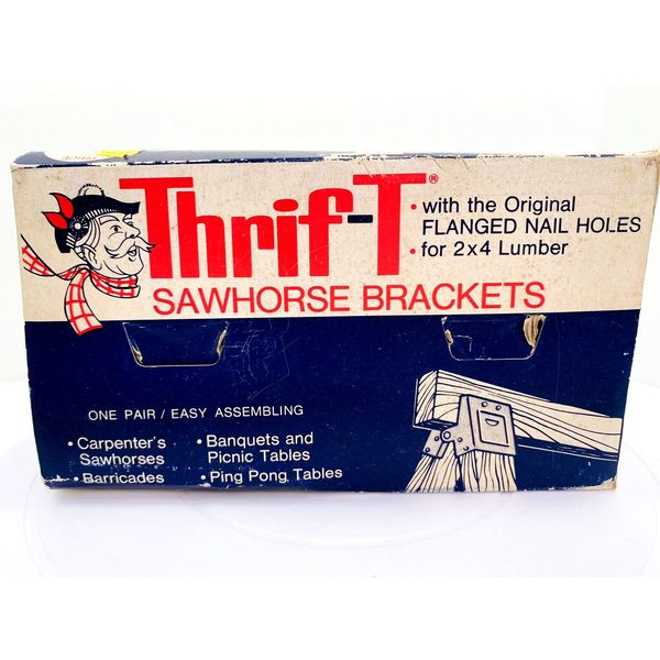 Thrif-T Sawhorse Brackets Light Duty 2x4 Original Flanged Nail Holes Dalton Box