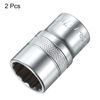 sourcing map 2pcs 1/2" Drive by 17mm 12-Point Shallow Socket 38mm Length Metric Spline Socket