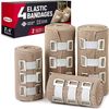 Premium Elastic Bandage Wrap 4pack (2x3", 2x4") + 12 Extra Clips