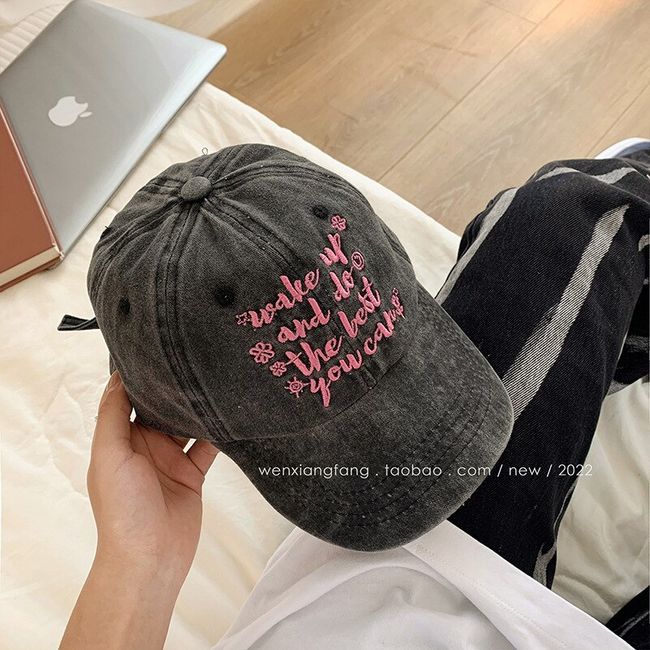 Woman y2k Letter Hot Pink Baseball Caps Women Men Adjustable Casual  Embroidered Cotton Sun Hats Unisex Solid Color Visor Hats