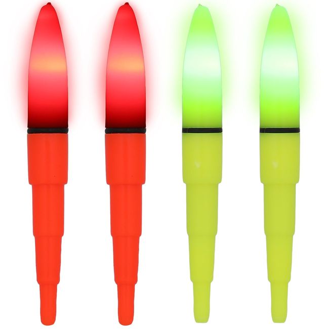 PLEAVIT Electric Float Top, Night Fishing, Light, Fishing Float, Sea Fishing, Luminous Float, LED Fluorescent (Red and Yellow, Set of 2)