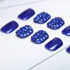 Yienate False Nail for Toe Chic Exquisite Bling Bridal Royal Blue Full Diamond Summer Fake Nail for Toes Full Cover Nail Tips Foot Nails 24Pcs