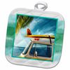 3D Rose Vintage Van with Surfboard Pot Holder, 8" x 8"