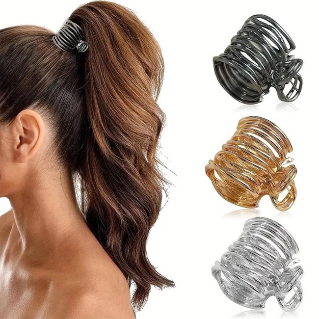 KSURTW 3Pcs hohe Pferdeschwanz-Clips, Haarspangen aus Metall für verbesserte Frisur, modische Haar-Accessoires, hohe Pferdeschwänze und Dickes Haar (Gold, Silber, Schwarz)