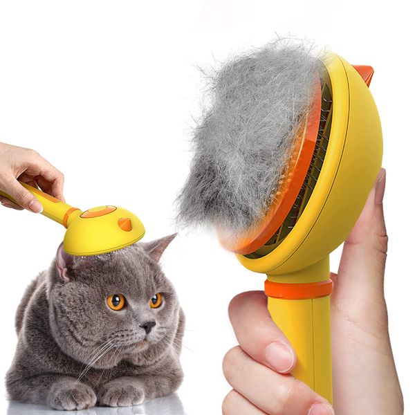 Cat Brush for Shedding Slicker Brush for Indoor Cats,Cat Grooming Brush for Long or Short Haired Dog,Dog Shedding Brush Cat Comb for Removing Tangled and Loose Hair,Pet Massage Self Cleaning Cat Brush