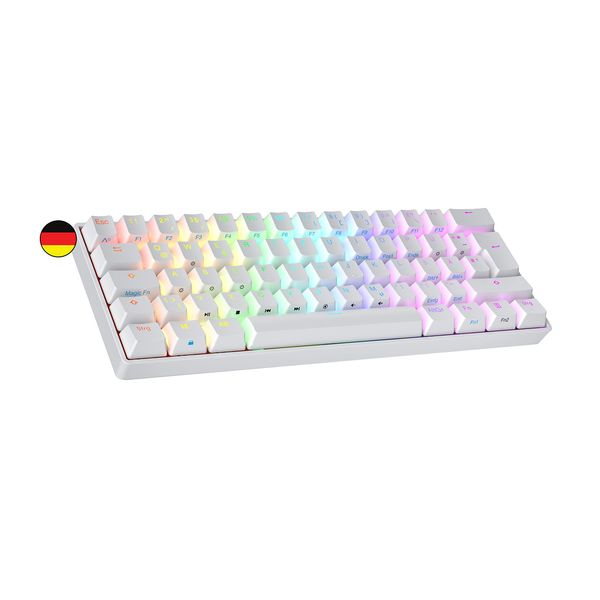 Ranked N60 Nova Mechanische 60 Prozent Tastatur | Hotswap Gaming Keyboard | 62 Programmierbare Tasten mit RGB Beleuchtung | PC/Mac Gamer | ISO DE QWERTZ (Weiß, Gateron Pro Yellow)