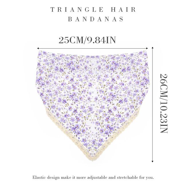 Zoestar Boho Kopftuch Stirnbänder Chiffon Haarbandanas Blumen Haarschals Elastisches Dreieck Turban Haarband für Frauen und Mädchen (3 Stück) (Set 1)