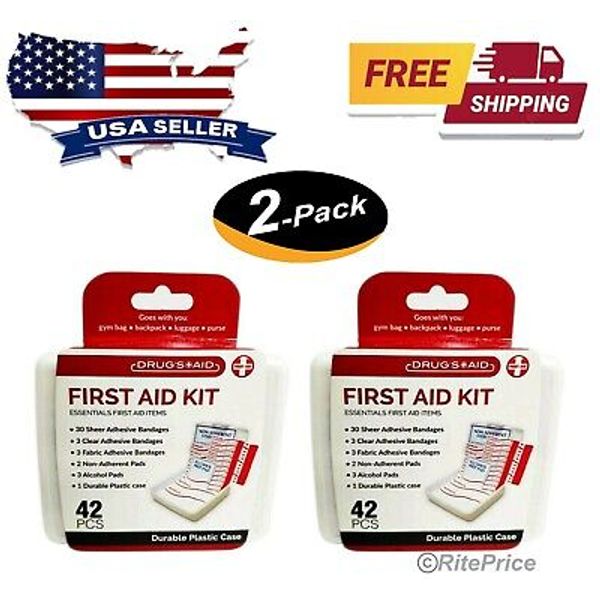 84 PC Essential First Aid Kit Emergency Bag Home Car Office Travel Size (2 Pack)