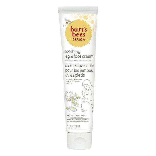 Burt's Bees Mama Soothing Leg & Foot Cream, for immediate soothing relief, with coconut and peppermint oil, 100ml