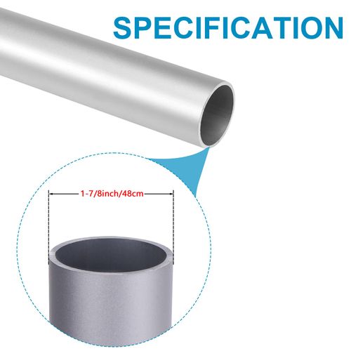 Vigorous Aluminum Tube, 2PCS 1-7/8" OD x 1Ft Length 6030 Aluminum Round Tube, 0.1" Wall Thickness, T5 Aluminum Tubing for DIY Projects, Home Decorations, Frames, Machine, Architectural Applications