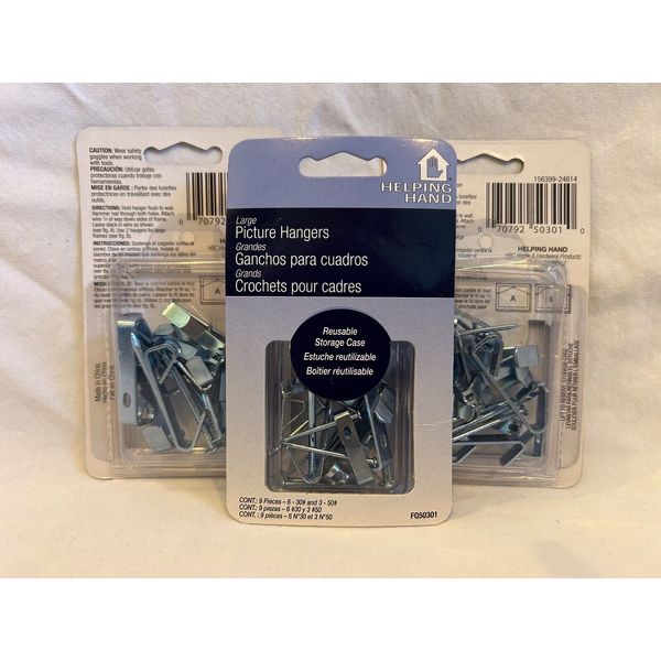 Helping Hands 50301 Large Picture Hanger, 3 Set Per Package. 18 Hooks Each Order