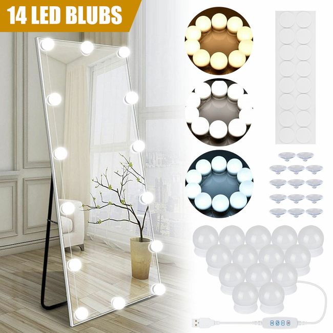 Makeup Mode Mirror Lights 14 LED Kit Bulbs Vanity Light Hollywood Dimmable Lamp