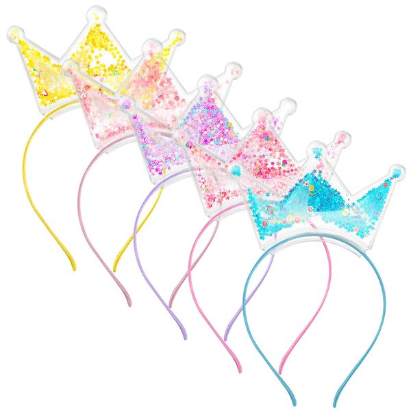 5 Stück Prinzessin Tiara Paillettenkrone Stirnband für Kinder, Baby Mädchen Krone Tiara, Verstellbare Prinzessin Tiaras Geburtstag Party Favors Dress up Mädchen Geburtstag