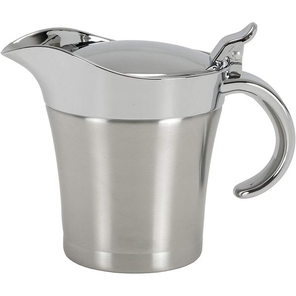 Yopay Stainless Steel Gravy Boat, 500ml Gravy Sauce Double Insulated Insulated Jug Sauce Jug for Serving Gravy, Custard, Cream, Sauce