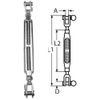 M5 Fork to Fork Open Body Turnbuckle - A4 (Marine Grade) Stainless - 2 Pack