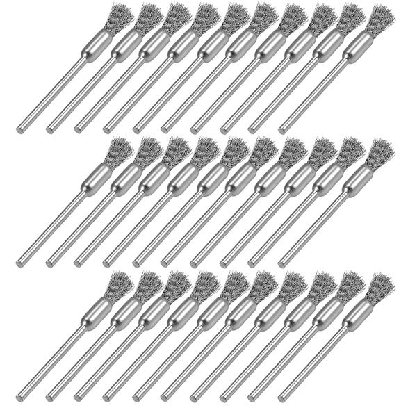 Kimlonton 30 Pcs Wire Brushes Pen Stainless Steel Wire Brush Set Polishing Brushes Rust Remover Tools Paint Stripping Grinding Polishing Wheel Rotary Tool Wire Brush Mini Router Electric Drill Hobby