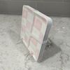 SET 4 PINK CHECKERED 6x6” Melamine Plates Appetizer Dessert Plate Checked NEW