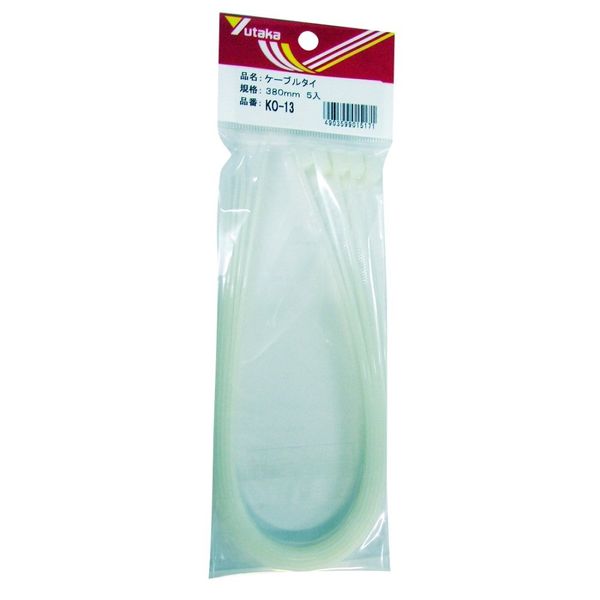 Yutaka Make KO-13 Cable Tie, White, 0.3 x 15.0 inches (7.6 x 380 mm), Pack of 5