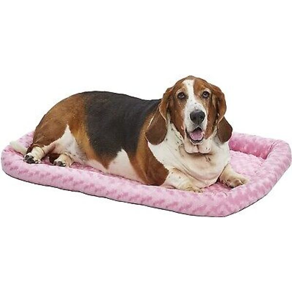 Pink 36''X23'' Pets Pads Dog Bed Cat Bed With Comfortable Bolster Machine Wash