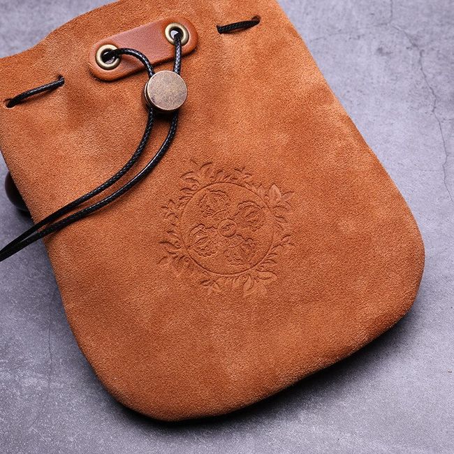 PU Leather Dice Bag Drawstring Bag Dice Pouch for D&D Dices, Coins,Game and  Accessories BROWN