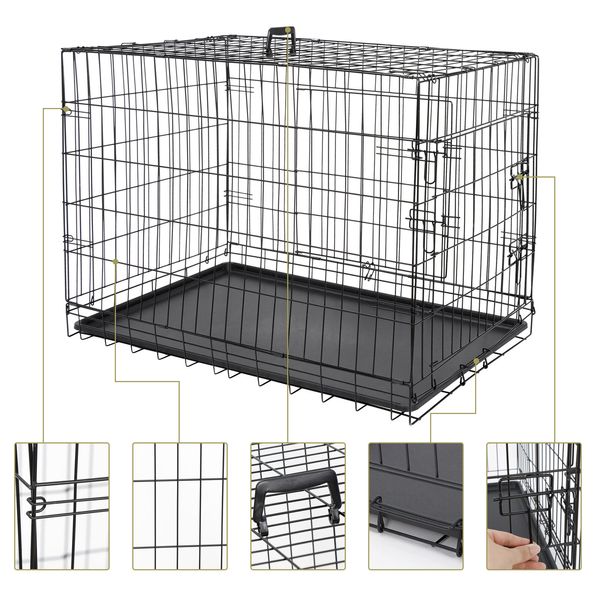 Dog Crate Dog Cage Dog Kennel Metal Wire Double-Door Folding Pet Animal Pet Cage