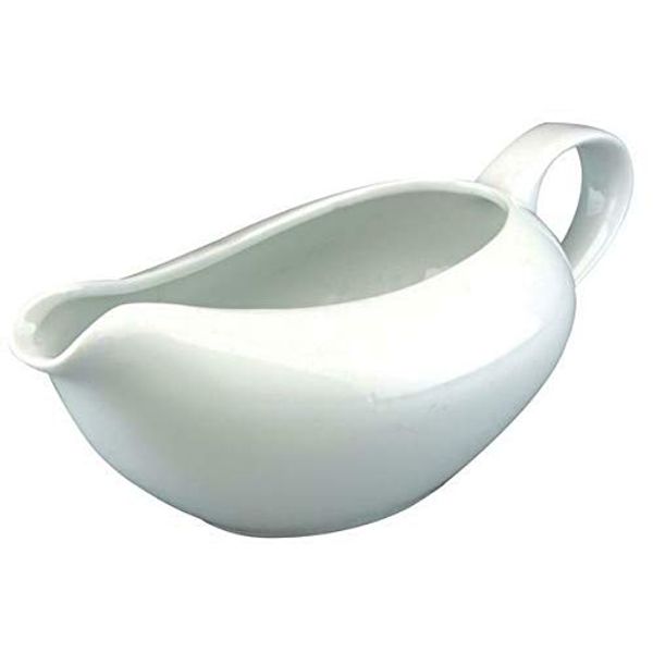 Glow Traditional Gravy Boat – Elegant White 500ml Ceramic Serving Jug for Cream Custard Sauces – Perfect for Dining Table Restaurant Café Christmas Wedding Roast Dinners – Dishwasher Microwave Safe