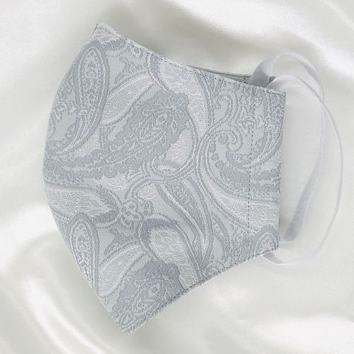 nishijin Mask Nishijin Woven Mask, Cloth Mask, Made in Japan, Washable, Individually Packaged, Moisture Wicking, Quick Drying, 3D Construction, Comfortable, Luxurious, Stylish, Elegant Paisley 4 Colors, Gray