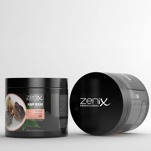 Zenix Black Garlic Hair Care Mask 500ml | Haarmaske mit Knoblauch | Intensiv reparierende Haarkur sprödes-trockenes-strapaziertes-Haar | Schwarzer Knoblauch Haar Kur | Black Garlic Oil