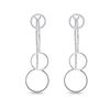DTPSilver - 925 Sterling Silver Rodium Plated Dangling Triple Hoops Studs Earrings