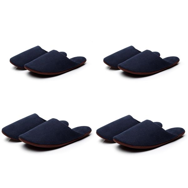 MOONROOM Canvas Cotton Indoor Slippers for Visitors, Washable Slippers, Set of 4, Men's, 2 Pairs for Women, Navy