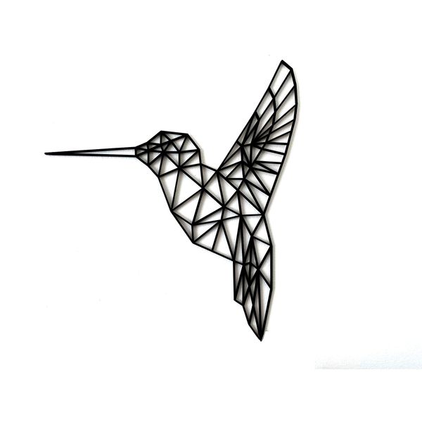 Kolibri 33 cm Wanddeko Holz Wanddekoration Hummingbird Wooden Wall Decoration Wall Art Geometrische Ornamente Minimalistische Wandkunst Hängende Dekoration