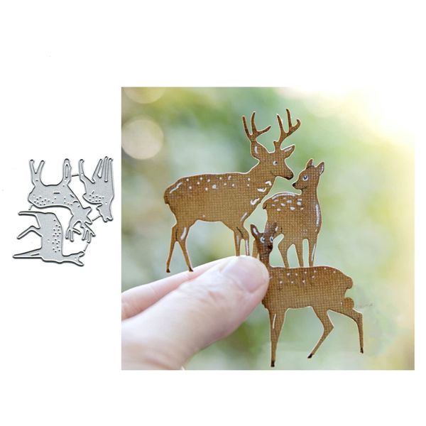 3 Stück Weihnachts-Metall-Stanzformen, Merry Christams, Hirsch, Schneeflocke, Stanzschablonen, DIY, Scrapbooking, dekoratives Prägepapier, Scrapbooking, Kartenherstellung