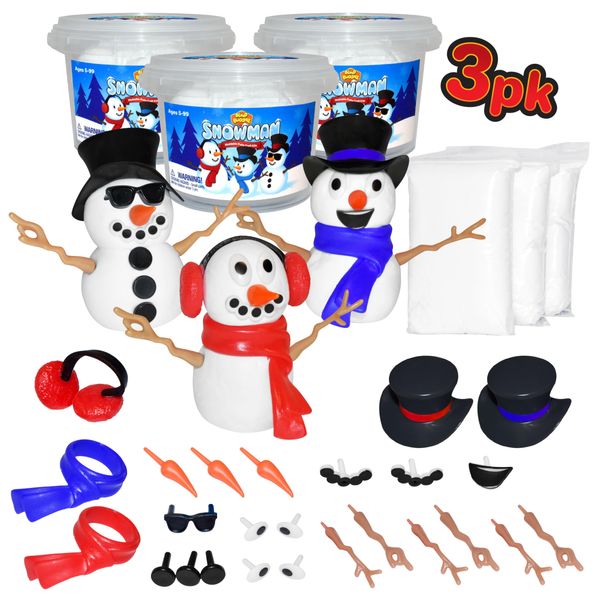 Build Buddiez Snowman Craft Kit 3 Pack – Build, Play, and Display 3 Air-Dry Clay Snowmen All Christmas & Winter