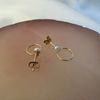9ct Gold Small Freshwater Pearl Stud Drop Circle Earrings
