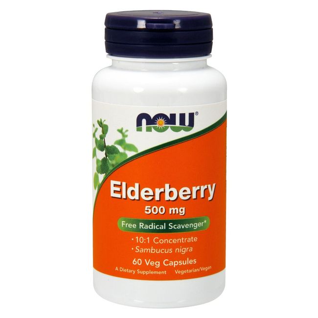 NOW Foods Elderberry, 500 mg, 60 Veg Capsules