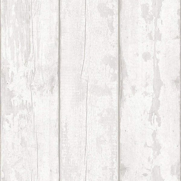 White Washed Wood Panel Effect Wallpaper Worn Distressed Grey White Y�L